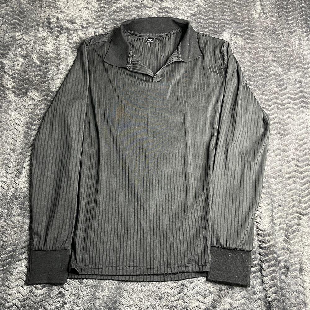Men’s Black Long Sleeve Collar Polo Manfinity Shirt Size M
